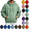 thumbnail image 1 of Oversized Loose Fit Pullover Hoodie For Men Thick Thermal Fleece Drawstring Hood Kangaroo Pocket Multi Solid Tone Autumn Winter Street Sweatshirt, 1 of 8