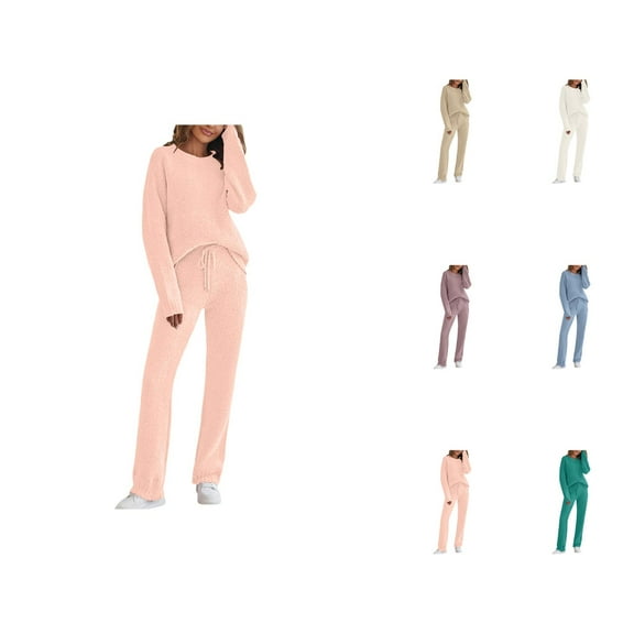 Oversized Lounge Sets – 2 Piece Sets for Women & Athleisure Sleep Sets Womens Autumn And Winter Fashion Casual Home Loose Thickened Long Sleeve Warm Set