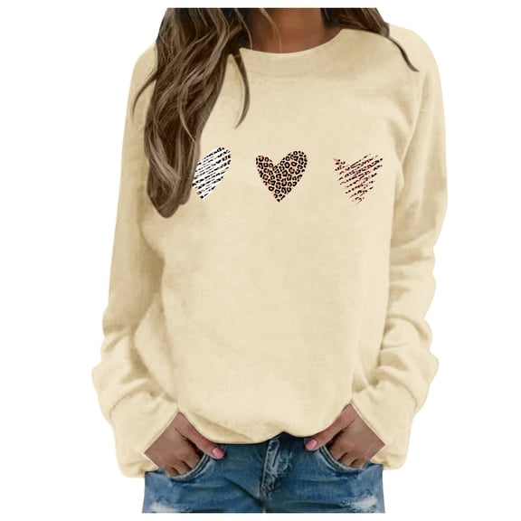 Oversized Love Heart Graphic Sweatshirts For Women Valentine's Day Long Sleeve Casual Printed Crewneck Trendy Fall Pullover Tops