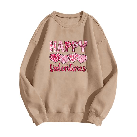 Oversized Love Heart Graphic Sweatshirts For Women Valentine's Day Long Sleeve Crew Neck Letter Print Trendy Clothes 2026