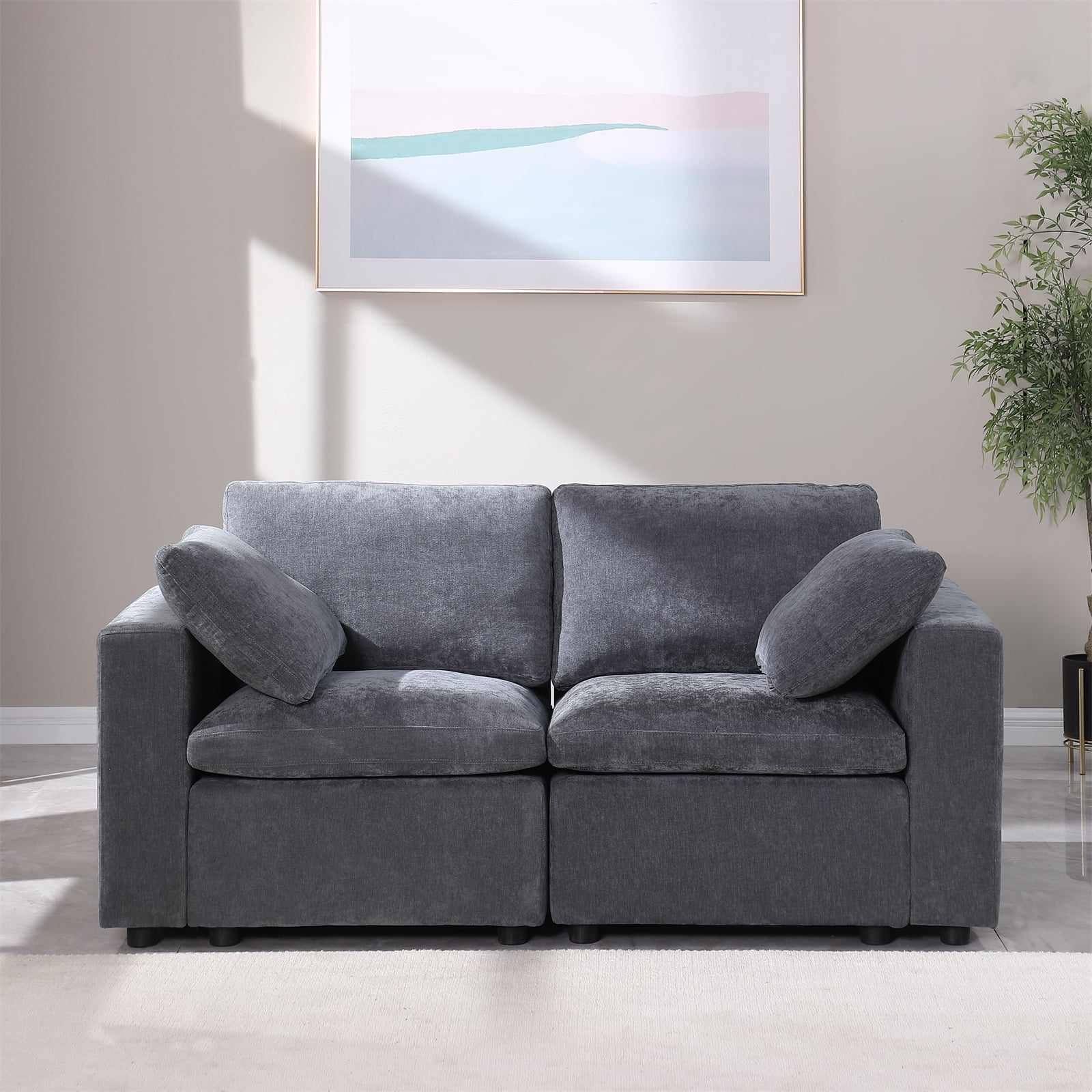 Oversized Loveseat, Fabric Modular Sectional Sofa Couch, Modern Comfy 2 ...
