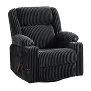 Oversized Manual Recliner Chair with Arm Storage,Swivel Rocker Recliner Chair for Adults with Adjustable Headrest,Nursery Glider Recliner with Phone Stand and Side Pockets for Living Room,Dark Gray