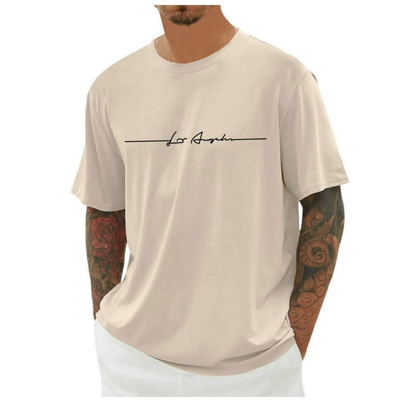 Men's Oversized T Shirt Summer Casual Crew Neck Short Sleeve City Print Basic Sports Tee Relaxed Fit Top for Everyday Wear