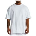 thumbnail image 1 of Oversized Men's T Shirts Solid Short Sleeve Summer Sports Outdoors Lightweight Tops White L, 1 of 4