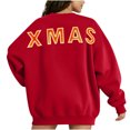 thumbnail image 1 of Oversized Merry Christmas Sweatshirt for Women Long Sleeve Crewneck Holiday Pullover with Front and Back Letter Print Festive Xmas Top for Cozy Seasonal Celebrations, 1 of 5