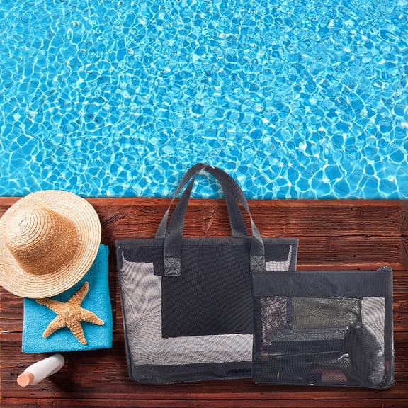 Oversized Mesh Bath & Beach Bag Travel Toiletry Organizer With Strong Handle, Perfect For Wet & Dry Items, Makeup Brushes & Shower Supplies