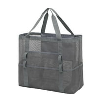 Oversized Mesh Beach Tote Bag - 9-Pocket Organizer for Pool, Cruise & Travel - Durable Family Beach Bag for Toys, Towels & Swim Gear