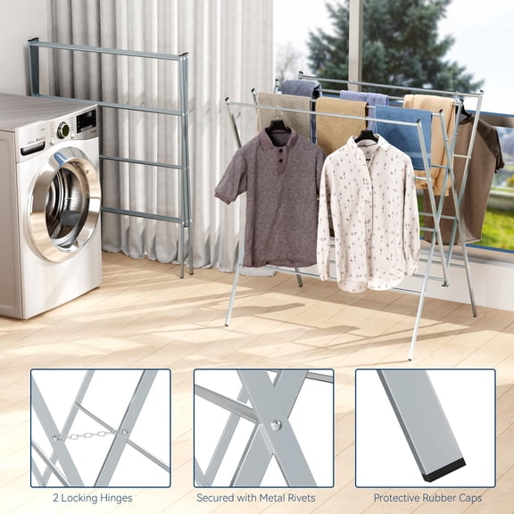 Oversized Metal Drying Rack, Silver