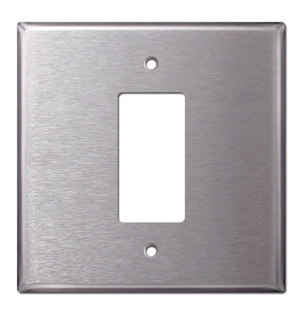 2 Gang Center Decora Metal Switch Plate 5.5” Stainless Steel Jumbo Size