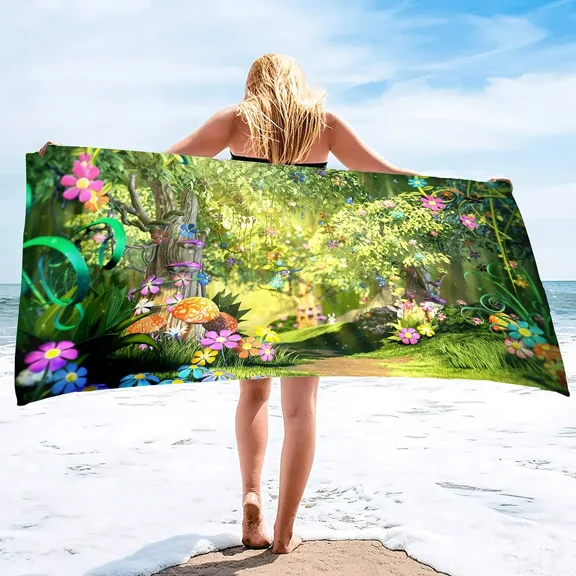 Oversized Microfiber Beach Towel,Quick Dry Sandproof Compact, Beach Gear Stuff Travel Lighterweight Towels for Camping Picnic (17)