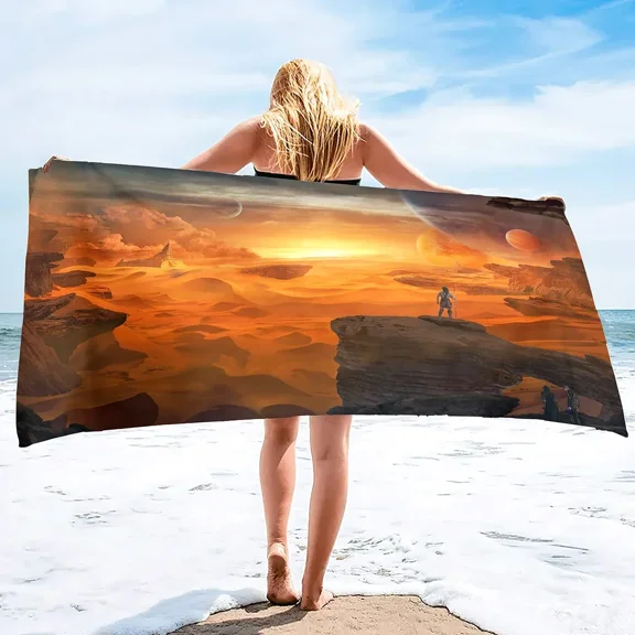 Oversized Microfiber Beach Towel,Quick Dry Sandproof Compact, Beach Gear Stuff Travel Lighterweight Towels for Camping Picnic (8)