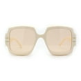 thumbnail image 1 of Oversized Mob Retro Thick Beveled Plastic Frame Nerdy Rectangle Sunglasses Ivory Light Brown, 1 of 4