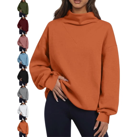 Oversized Mock Neck Sweatshirt for Women Pullover Long Sleeve Basic Casual Everyday Fall Winter Top