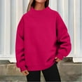 thumbnail image 1 of Oversized Mock Neck Sweatshirt for Women Turtleneck Long Sleeve Pullover Hoodies Casual Fall Cozy Crewneck Sweatshirt Hot Pink XL, 1 of 7