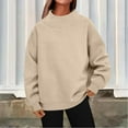 thumbnail image 1 of Oversized Mock Neck Sweatshirt for Women Turtleneck Long Sleeve Pullover Hoodies Casual Fall Cozy Crewneck Sweatshirt Khaki 2XL, 1 of 7