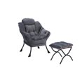 thumbnail image 1 of Oversized Modern Lazy Chair with Ottoman, Accent Contemporary Lounge Fabric Chair with Steel Frame, Upholstered Single Sofa Chair with Arm & Side Pocket, Leisure Sofa Chair, 1 of 7
