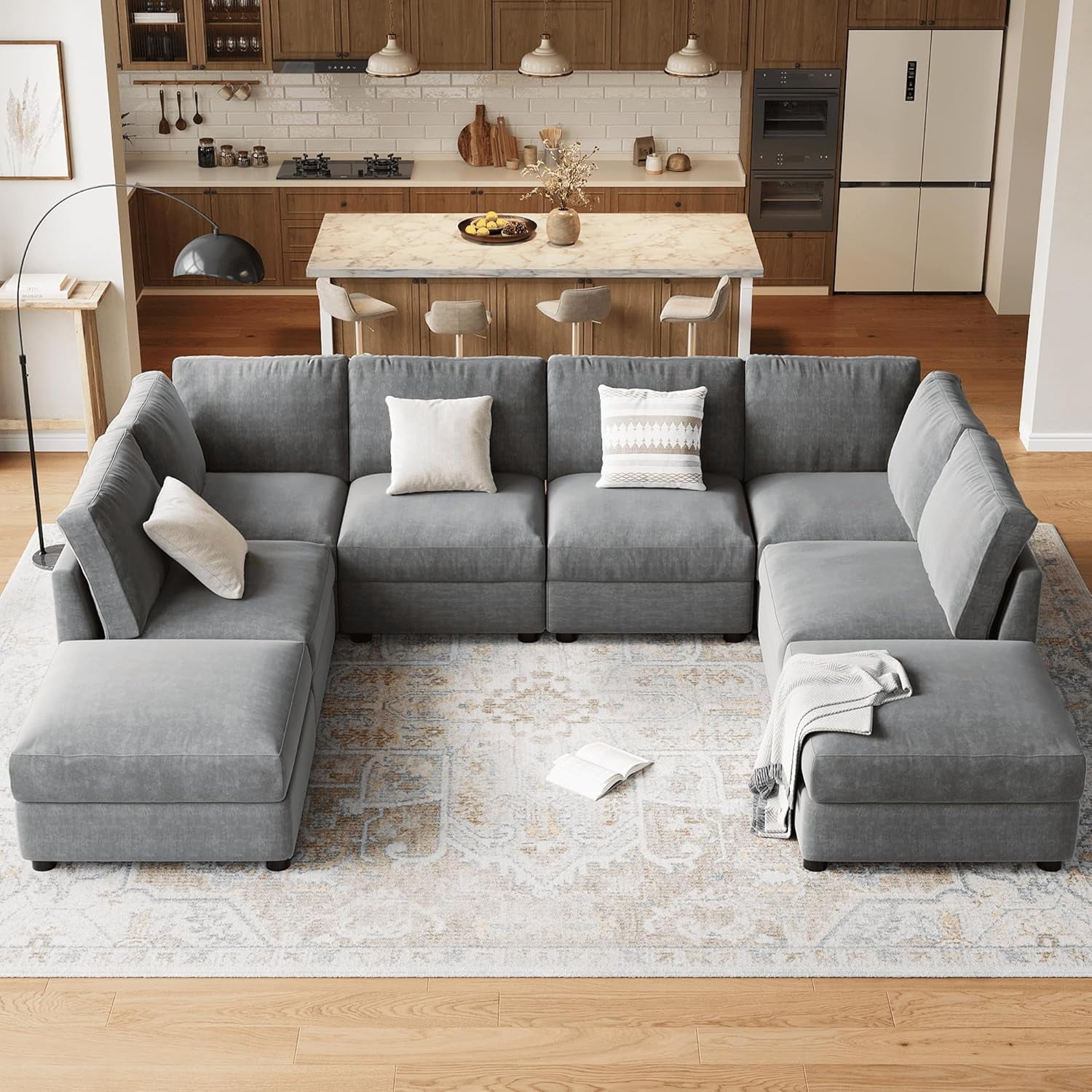 Oversized Modular Sectional Sofa, 8 Seater Sectional Couch, 138" U
