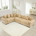 thumbnail image 1 of Oversized Modular Sectional Sofa with Convertible Design, Deep Seat & Extra-Wide Armrests - Ergonomic Cushioned Support, 13 Premium Corduroy Throw Pillows, Easy Assembly Living Room Sofa in Camel, 1 of 9