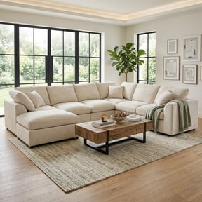 Oversized Modular Sectional Sofa Couch, Large 7 Seater Corner Sofa Modern U Shaped Sectional Couch with Ottoman, Chenille Cloud Couches for Living Room, Office