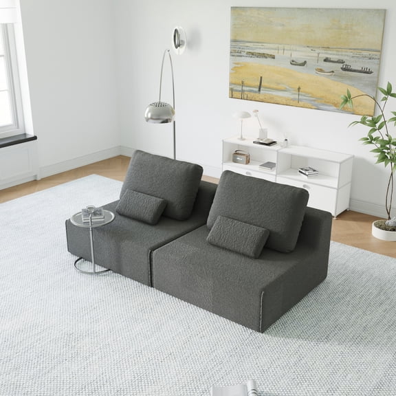 Oversized Modular Sectional Sofa with High Resilient Foam Fill, Luxurious Boucle Fabric Floor Couch Set for Living Room, Convertible Design for Easy Reconfiguration in 3 Modern Colors