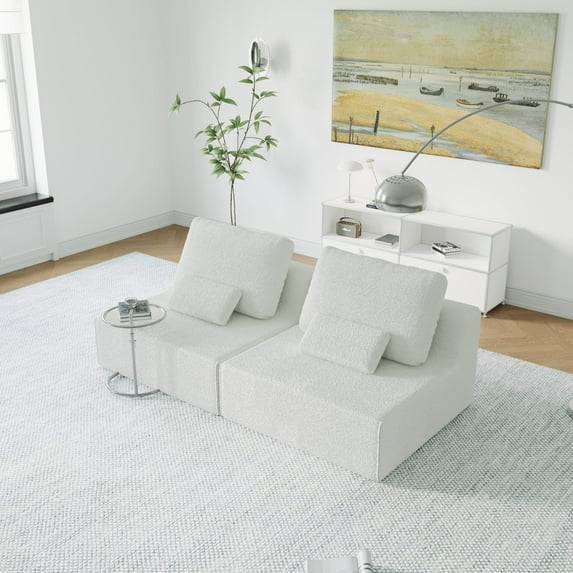 Oversized Modular Sectional Sofa with Luxury Boucle Fabric, Convertible Foam-Filled Couch for Living Room, Free Combination Design for Families and Pets