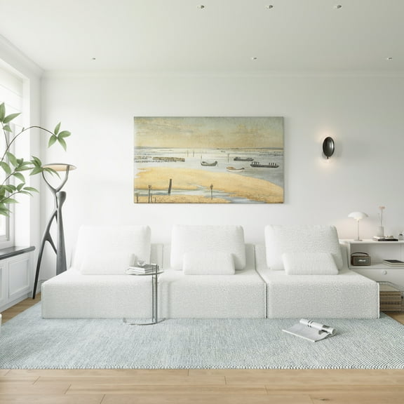 Oversized Modular Sectional Sofa,Luxury Boucle Floor Couch Set,Convertible Compressed Couch,Spacious Foam-Filled Sofa for Living Room, Free Combination,3 Colors