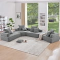 thumbnail image 1 of Oversized Modular Sectional Sofa, Modern Couch, Luxury Boucle Floor Couch Set, Convertible Sleeper Couch with Free Combination, Spacious Foam-Filled Sofa Bed for Living Room (Gray), 1 of 9