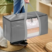 Oversized Moving Bags With Reinforced Handles, Heavy-Duty Storage Tote, For Clothes Moving Supplies, Gray With Window, Large Capacity, Open Top Design, Clear Window, For Storage Travel Organization