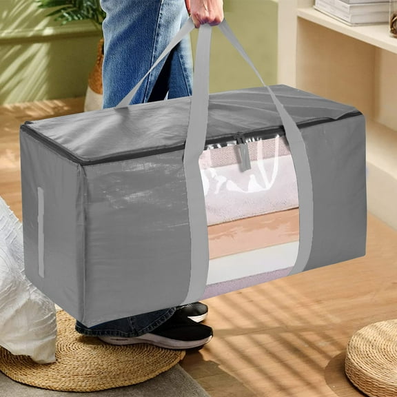 Oversized Moving Bags with Reinforced Handles, Heavy-duty Storage Tote for Clothes and Supplies, Home Organization and Seasonal Storage Solution, Space Saving Foldable Design with Clear, AESTIVO