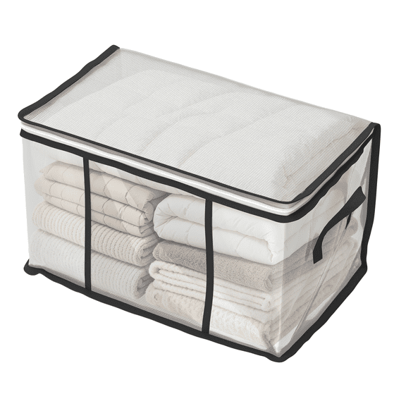 Oversized Moving Bags with Reinforced Handles, Clear Storage Bins with Lids, Foldable Storage Totes with Zippers, 1 Pack