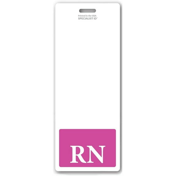 Oversized Nurse Badge Buddy - RN Badge Buddy Vertical for Registered Nurses - 2 1/8 X 5 1/2 Role Identification Badge Backer Card for Nurses- USA Printed by Specialist ID (Hot Pink)