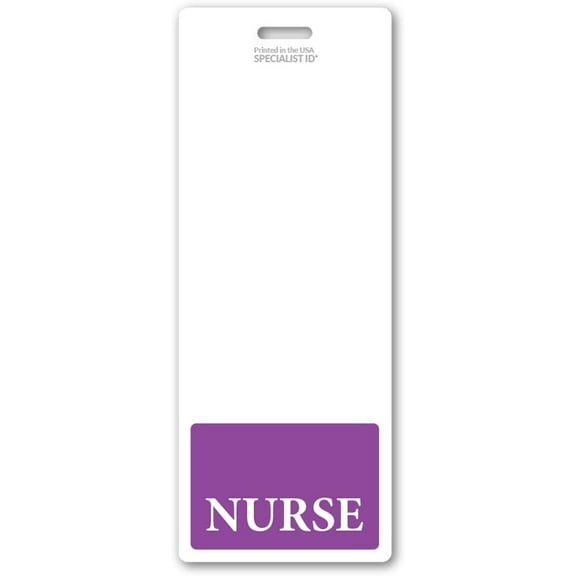 Oversized Nurse Badge Buddy Vertical - Extra Large Badge Buddies Role I’D Backer Card for Nurses - 2 1/8 X 5 1/2 - Wear with I’D Holder - USA Printed by Specialist ID (Purple)
