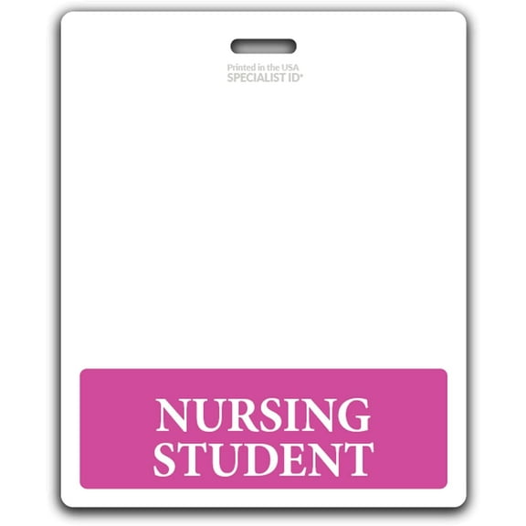 Oversized Nursing Student Badge Buddy Horizontal - XL Badge Buddies Role I’D Backer Card - 3 3/8 X 4 1/8 - Wear with Existing I’D Holder - USA Printed by Specialist ID (Hot Pink)