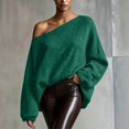 thumbnail image 1 of Oversized Off Shoulder Sequin Knit Sweater for Women Loose Long Sleeve Ribbed Pullover, 1 of 3