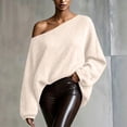 thumbnail image 1 of Oversized Off Shoulder Sequin Knit Sweater for Women Loose Long Sleeve Ribbed Pullover, 1 of 3