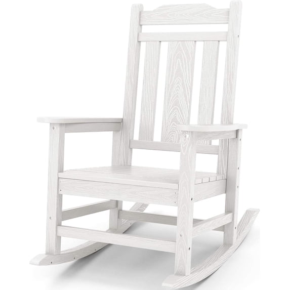 Oversized Outdoor Rocking Chair, HDPE All-Weather Rocker, White