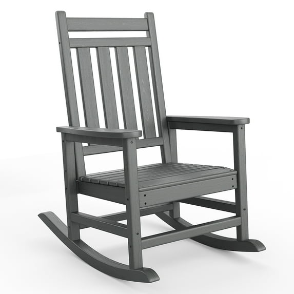 Oversized Outdoor Rocking Chair, High Back Porch Rocker Chair, HDPE All Weather Resistant Rocking Chairs for Patio, 350lbs Weight Capacity