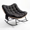 thumbnail image 1 of Oversized Outdoor Rocking Chair with Thick Cushion, Wicker Papasan Rocking Chair for Patio Garden, Heavy Duty Metal Frame 450 lbs Capacity, Reading Lounge Chair for Indoor Outdoor, 1 of 7