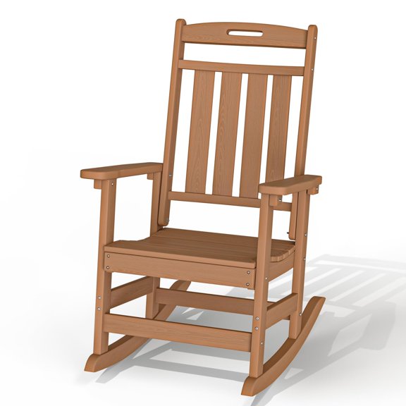 Oversized Outdoor Rocking Chair in Teak - HDPE All-Weather Patio Rocker