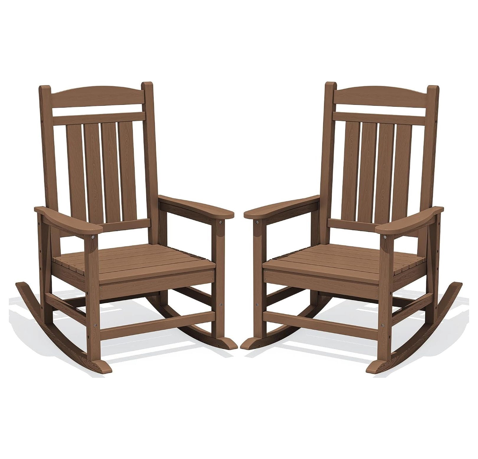 Oversized Outdoor Rocking Chairs Set of 2 HDPE Porch Rockers with 21.1 ...