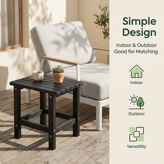Oversized Outdoor Side Table, 19.68" Poly Lumber Adirondack Side Table, Weather Resistant Patio Side Table for Poolside, Garden