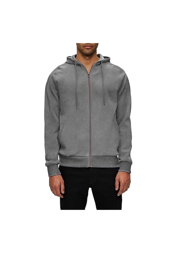 Oversized Outerwear Jackets New Mens Long Sleeve Full Zip Lightweight Coat Drawstring Hooded Sweatshirt Plus Size Jacket with Pockets Gray 4XL