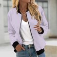 thumbnail image 1 of Oversized Outerwear Jackets New Zip up Jackets for Women Casual Lightweight Trendy Coat with Pockets Fall Fashion Baseball Outerwear Purple 4XL, 1 of 5