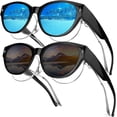 thumbnail image 1 of Oversized Over Glasses Sunglasses for Women Men 2 Pack Round Frame Polarized Sun Glasses UV400 Protection for Driving Fishing Cycling Traveling, 1 of 7