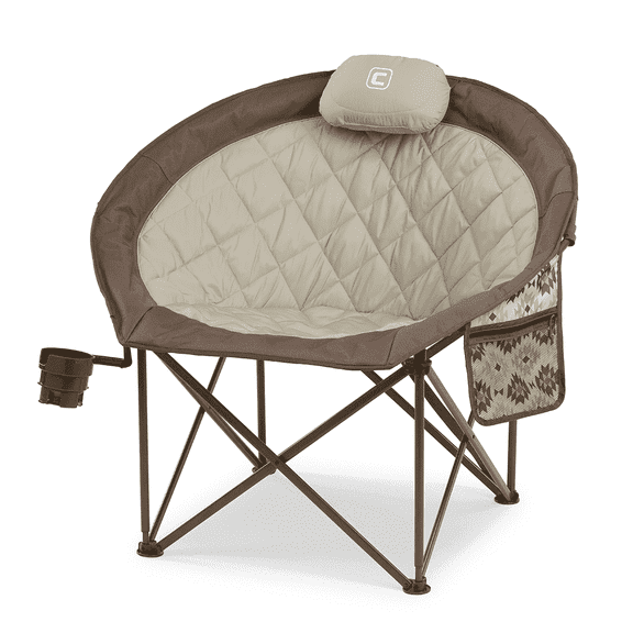 CORE Oversized Padded Round Camping & Tailgate Chair, Mocha