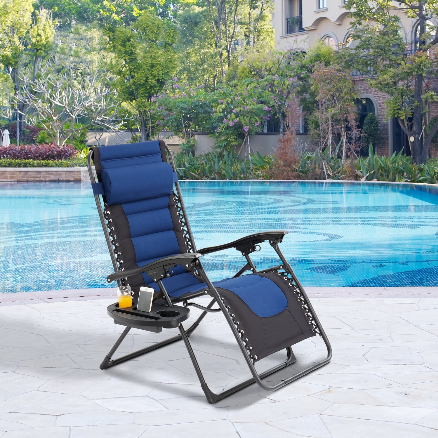 Oversized Padded Zero Gravity Folding Lounge Chair, Reclining Outdoor ...