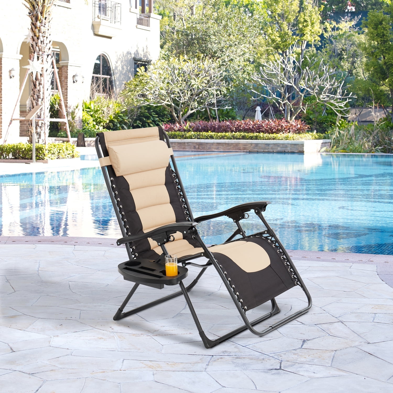 Oversized Padded Zero Gravity Folding Lounge Chair, Reclining Outdoor ...