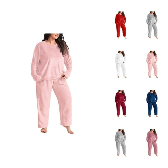 Oversized Pajamas – Cozy Lounge Set for Summer Women's Plus Size Flannel Pajama Set Thickened Warm Coral Loungewear Loose Fit Winter Sleepwear & Outerwear For Home And Outdoor Use