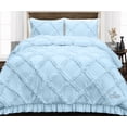 thumbnail image 1 of Oversized Palatial King Comforter Diamond Ruffle Light Blue 300 GSM Plush Siliconized Microfiber Fill Duvet Insert With 1000 Thread Count Egyptian Cotton Shell Fluffy with Piping & Pillowcases, 1 of 8