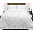 thumbnail image 1 of Oversized Palatial King Comforter Diamond Ruffle White 300 GSM Plush Siliconized Microfiber Fill Duvet Insert With 1000 Thread Count Egyptian Cotton Shell Fluffy with Piping & Pillowcases, 1 of 8